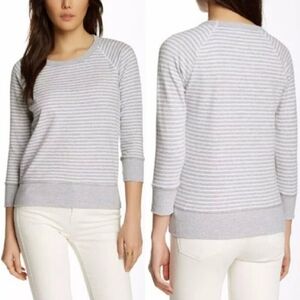 James Perse Striped Raglan Cottom Pullover Sweatshirt Sz 2 Medium Classic